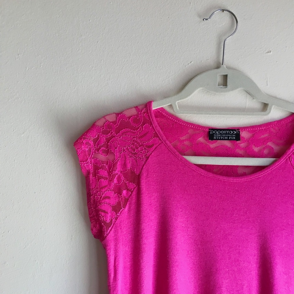 Stitch Fix Hot Pink Lace Tee